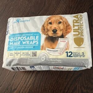 Paw Inspired Disposable Male Wraps Belly Band Diapers 12 Count, Small